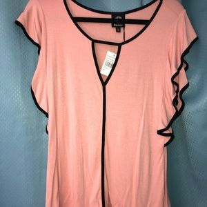 BOBEAU DUSTY PINK/BLACK BLOUSE NWT